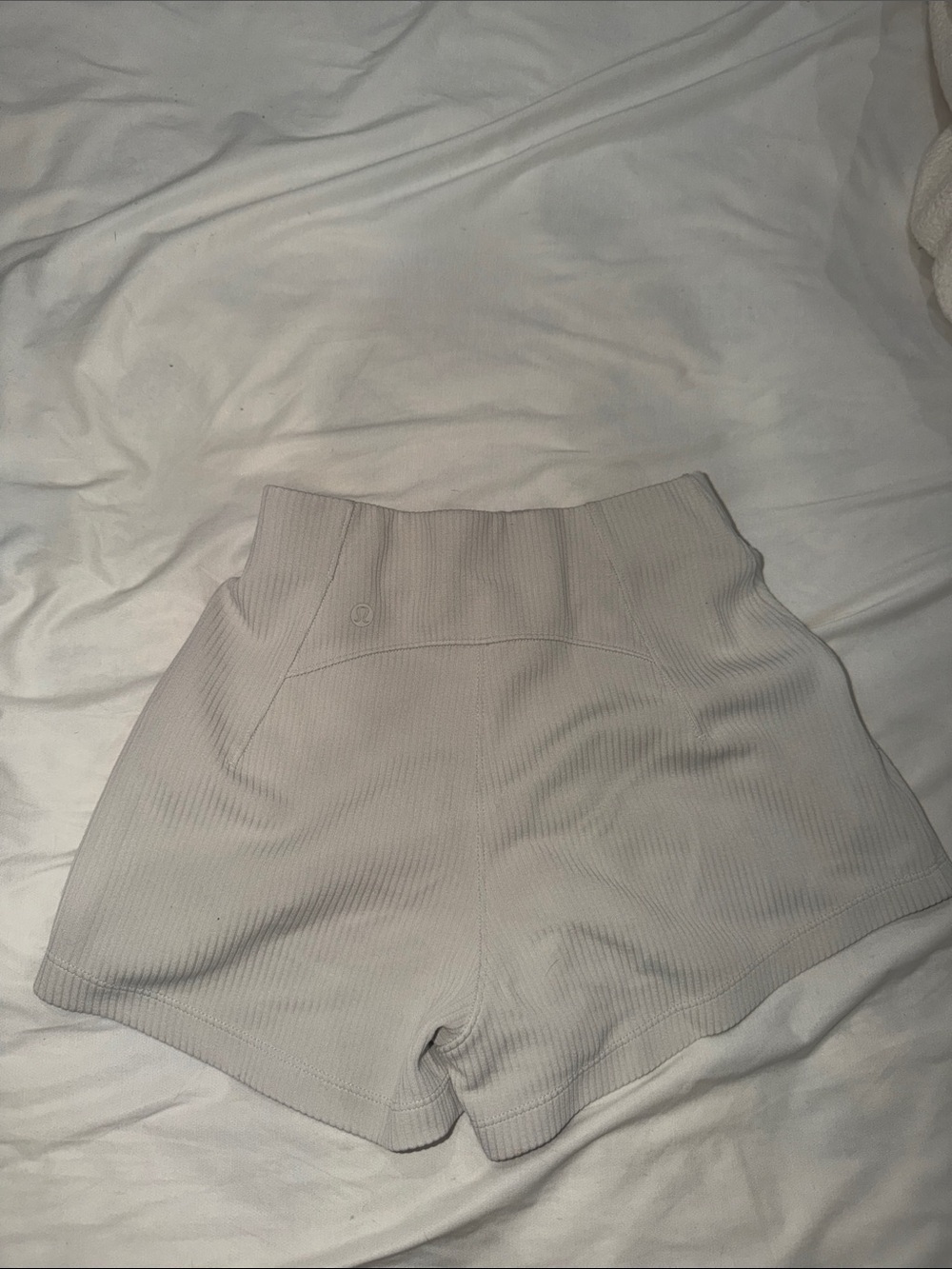 High-Waist Ribbed Women’s Shorts — Light Gray